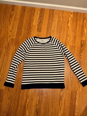 G.H. Bass & Co. Black and White Striped Crewneck Sweater